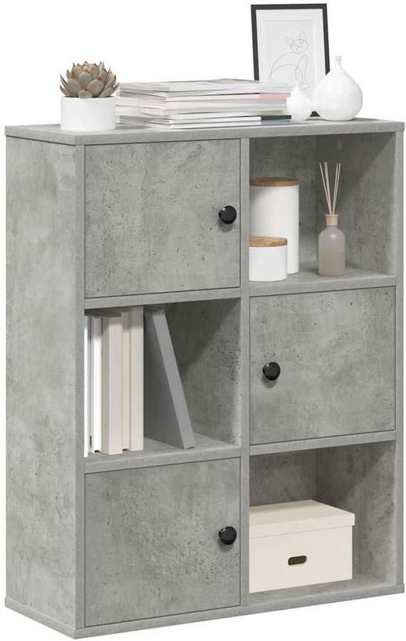 VidaXL Boekenkast 60x24x76 5 cm bewerkt hout betongrijs