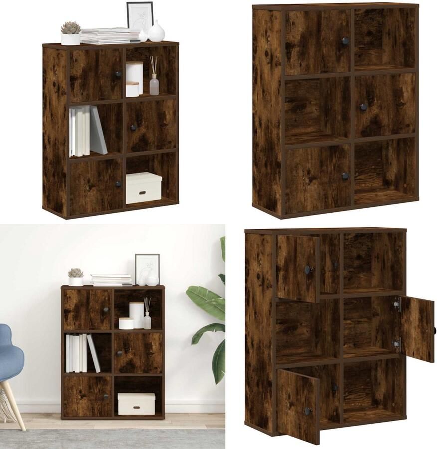 VidaXL Boekenkast 60x24x76 5 cm bewerkt hout gerookt eikenkleurig Boekenkast Boekenkasten Boekenplank Opbergkast