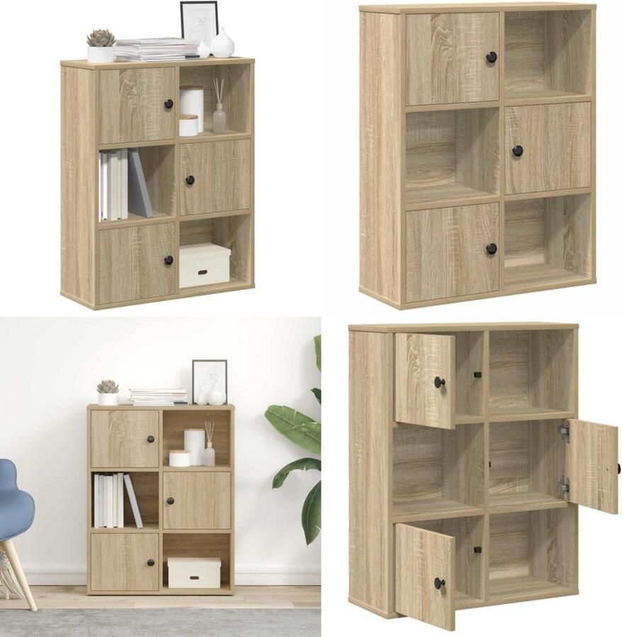 VidaXL Boekenkast 60x24x76 5 cm bewerkt hout sonoma eikenkleurig Boekenkast Boekenkasten Boekenplank Opbergkast