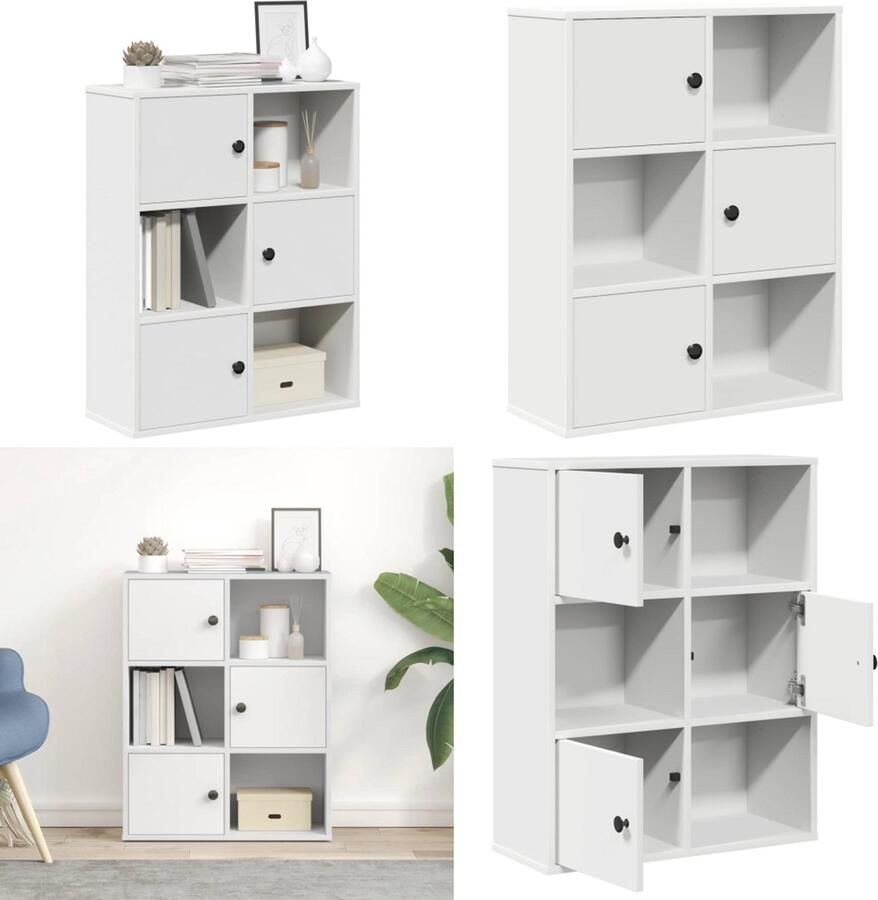 VidaXL Boekenkast 60x24x76 5 cm bewerkt hout wit Boekenkast Boekenkasten Boekenplank Opbergkast