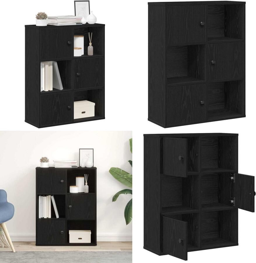VidaXL Boekenkast 60x24x76 5 cm bewerkt hout zwart eikenkleurig Boekenkast Boekenkasten Boekenplank Opbergkast