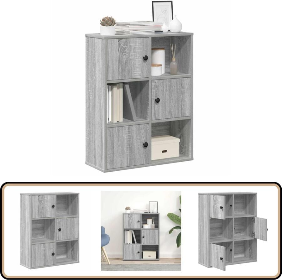 VidaXL Boekenkast 60x24x76 5 cm Grijs Sonoma Eiken Boekenkast Boekenkasten Boekenplank Opbergkast