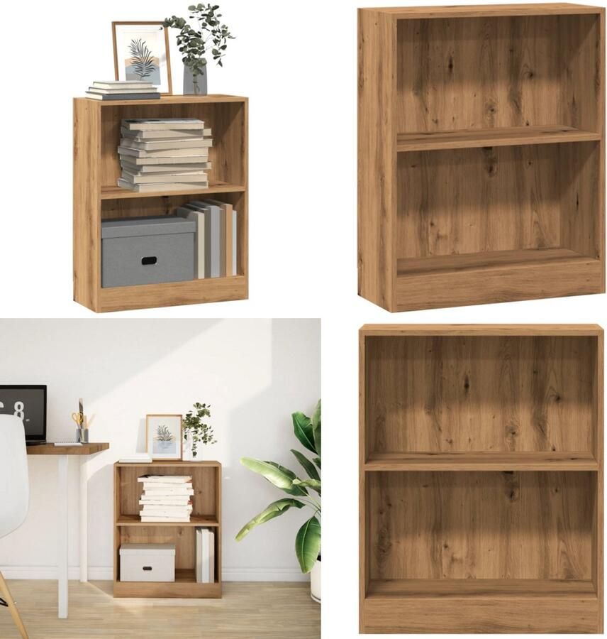 VidaXL Boekenkast 60x24x76 cm bewerkt hout artisanaal eikenkleurig Boekenkast Boekenkasten Boeken Plank Schappenkast