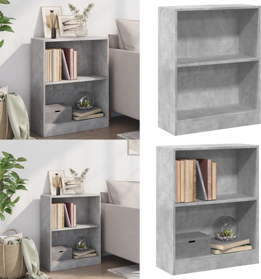 VidaXL Boekenkast 60x24x76 cm bewerkt hout betongrijs Boekenkast Boekenkasten Boekenschap Boekenschappen