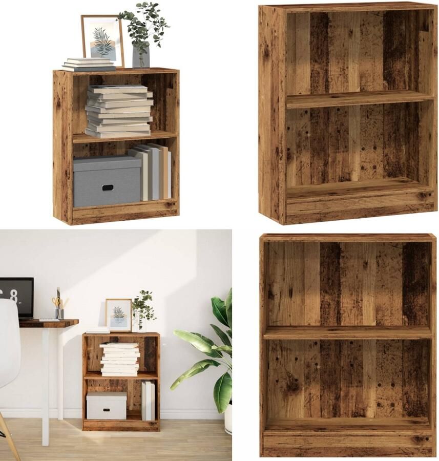 VidaXL Boekenkast 60x24x76 cm bewerkt hout oud houtkleurig Boekenkast Boekenkasten Boeken Plank Schappenkast