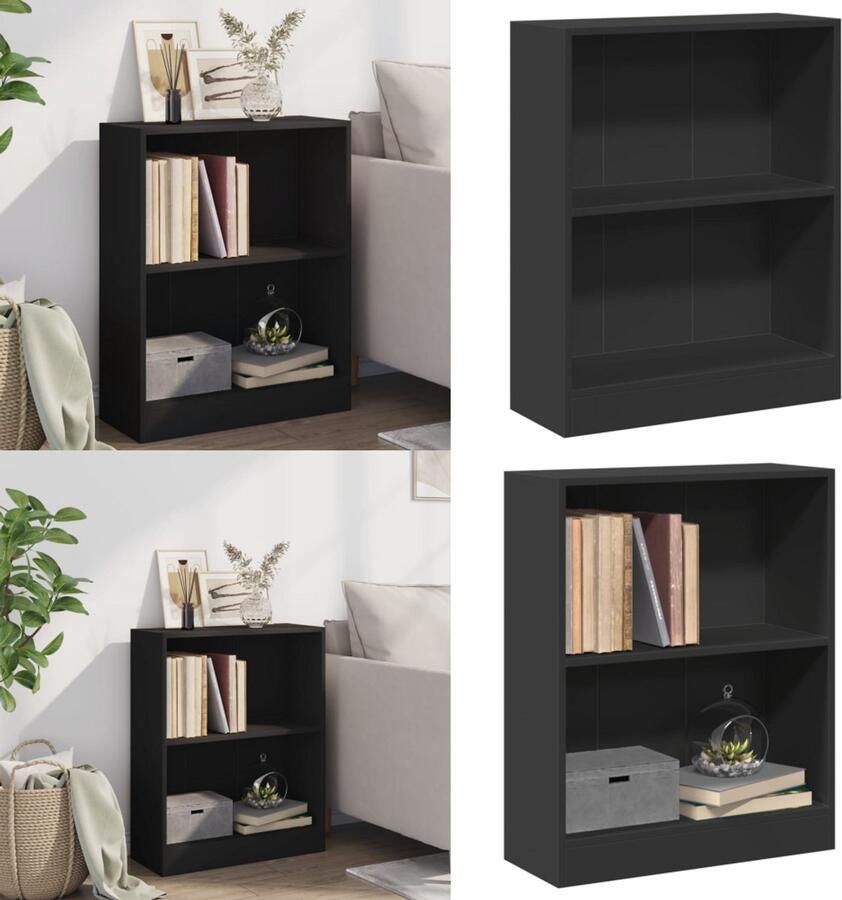 VidaXL Boekenkast 60x24x76 cm bewerkt hout zwart Boekenkast Boekenkasten Boekenschap Boekenschappen