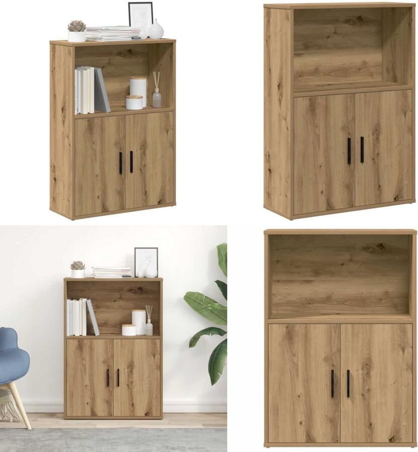 VidaXL Boekenkast 60x24x85 cm bewerkt hout artisanaal eikenkleurig Boekenkast Boekenkasten Boekenplank Opbergkast