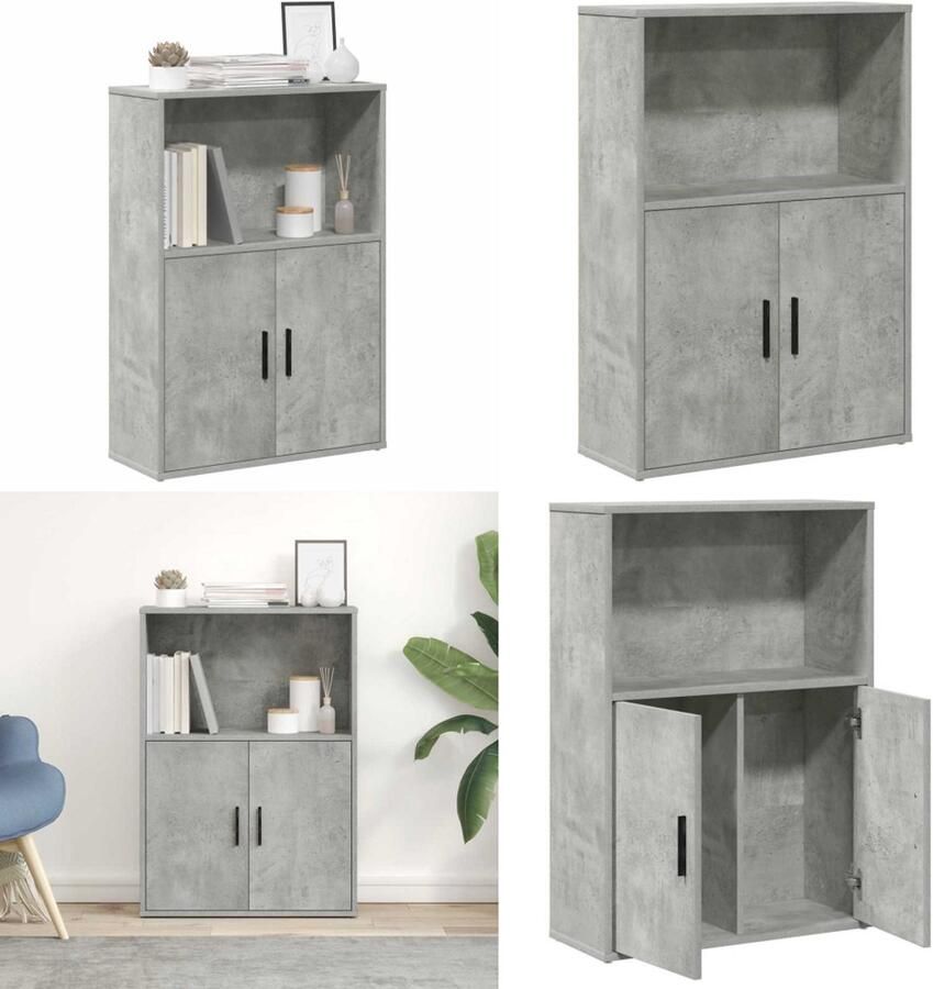 VidaXL Boekenkast 60x24x85 cm bewerkt hout betongrijs Boekenkast Boekenkasten Boekenplank Opbergkast