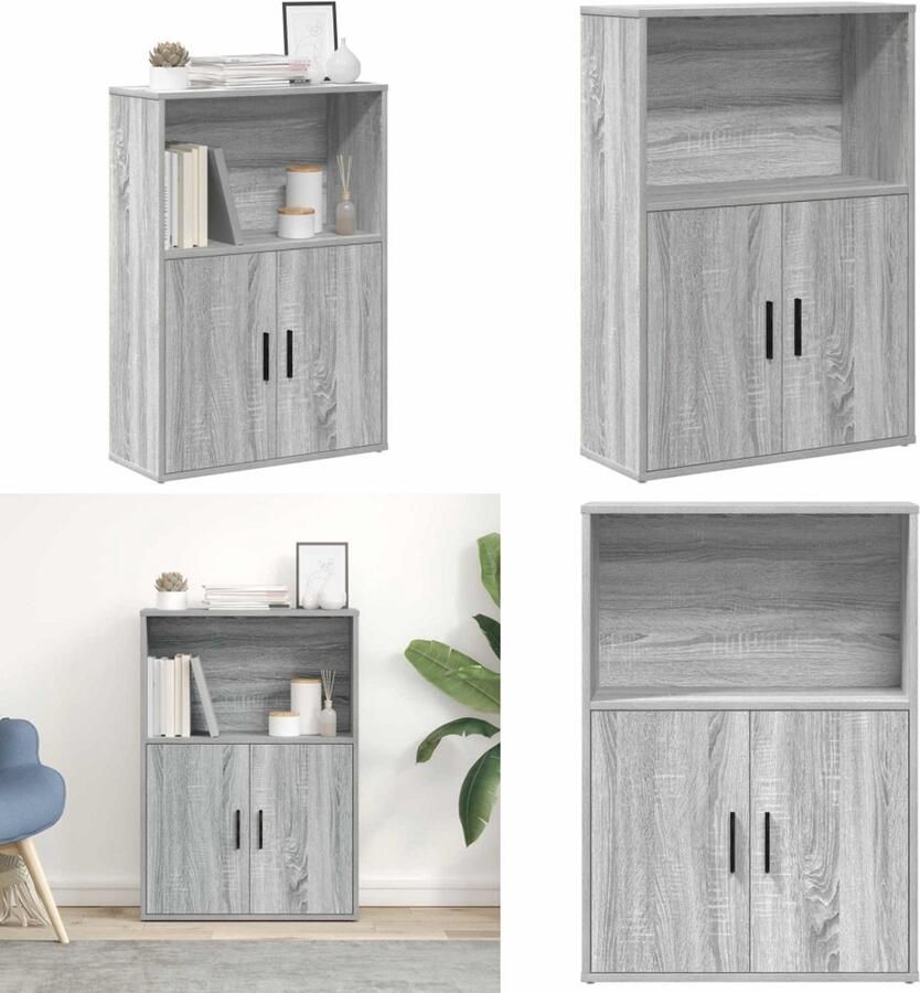 VidaXL Boekenkast 60x24x85 cm bewerkt hout grijs sonoma eikenkleurig Boekenkast Boekenkasten Boekenplank Opbergkast