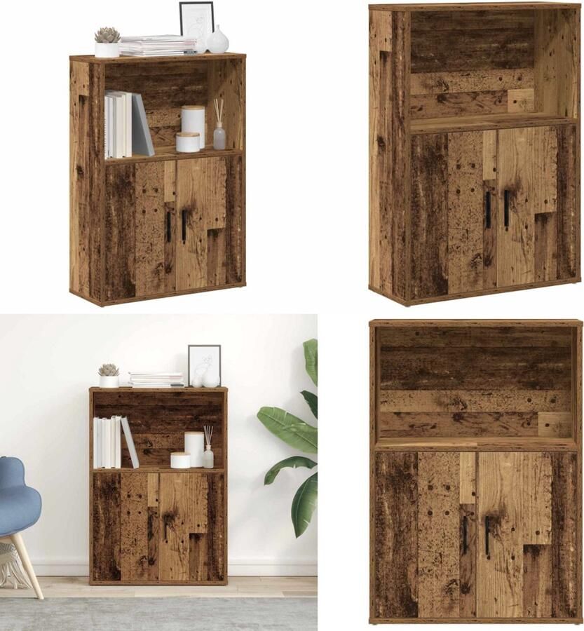 VidaXL Boekenkast 60x24x85 cm bewerkt hout oud houtkleurig Boekenkast Boekenkasten Boekenplank Opbergkast