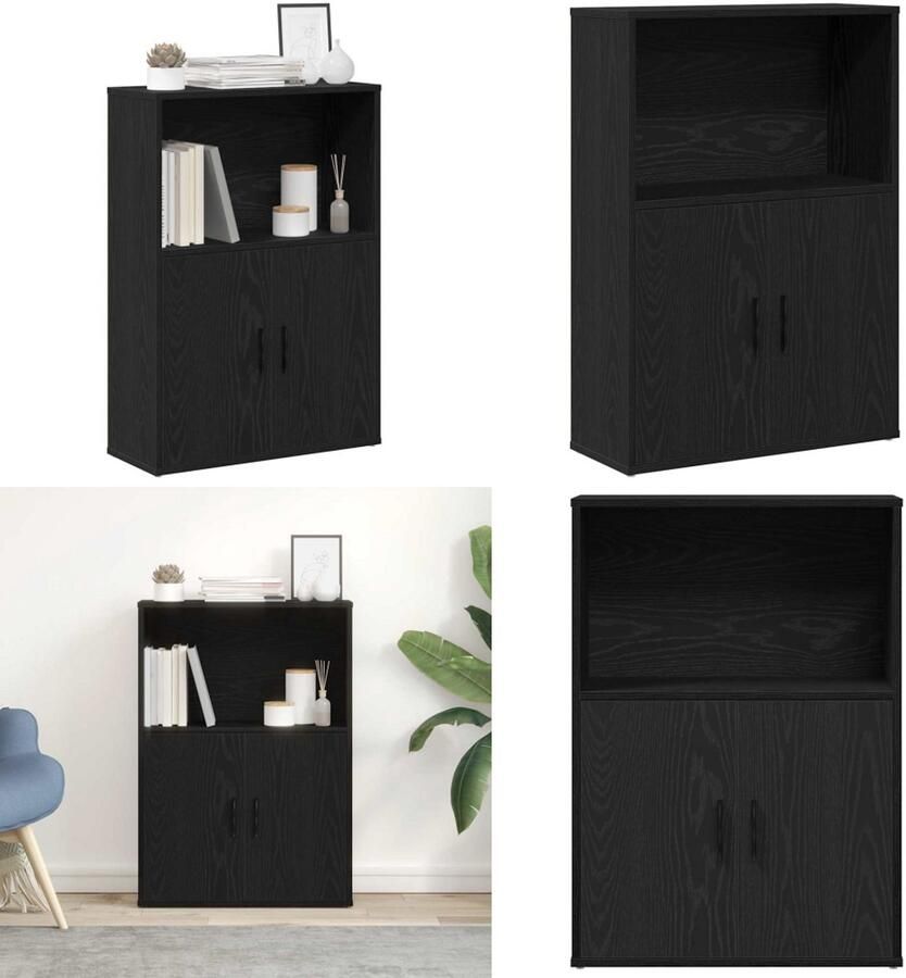 VidaXL Boekenkast 60x24x85 cm bewerkt hout zwart eikenkleurig Boekenkast Boekenkasten Boekenplank Opbergkast