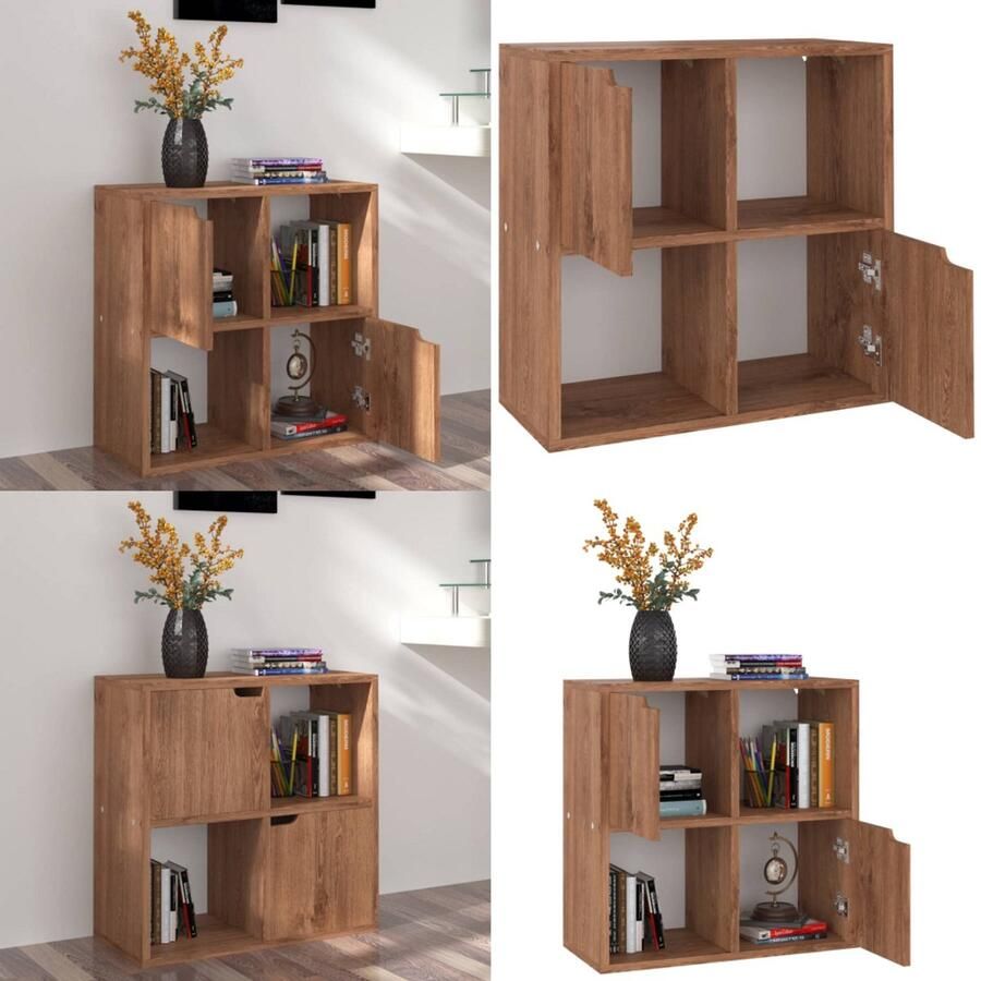 VidaXL Boekenkast 60x27 5x59 5 cm bewerkt hout bruin eikenkleurig Boekenkast Boekenkasten Boekenschap Boekenschappen