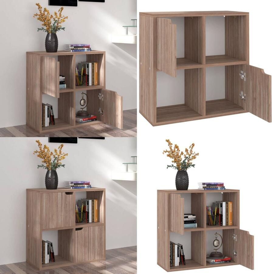 VidaXL Boekenkast 60x27 5x59 5 cm bewerkt hout grijs sonoma eikenkleur Boekenkast Boekenkasten Boekenschap Boekenschappen