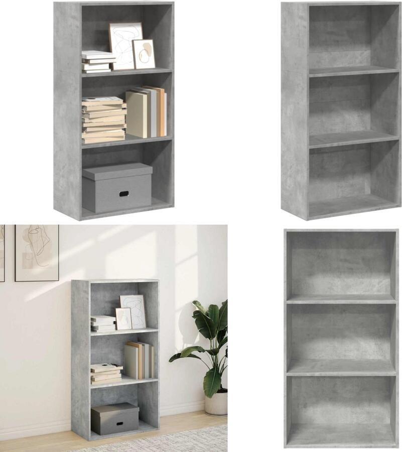 VidaXL Boekenkast 60x30x114 cm bewerkt hout betongrijs Boekenkast Boekenkasten Boeken Plank Schappenkast