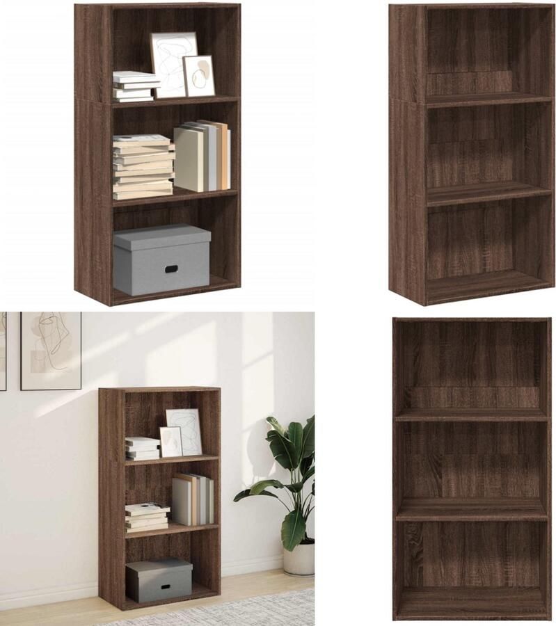 VidaXL Boekenkast 60x30x114 cm bewerkt hout bruin eikenkleurig Boekenkast Boekenkasten Boeken Plank Schappenkast