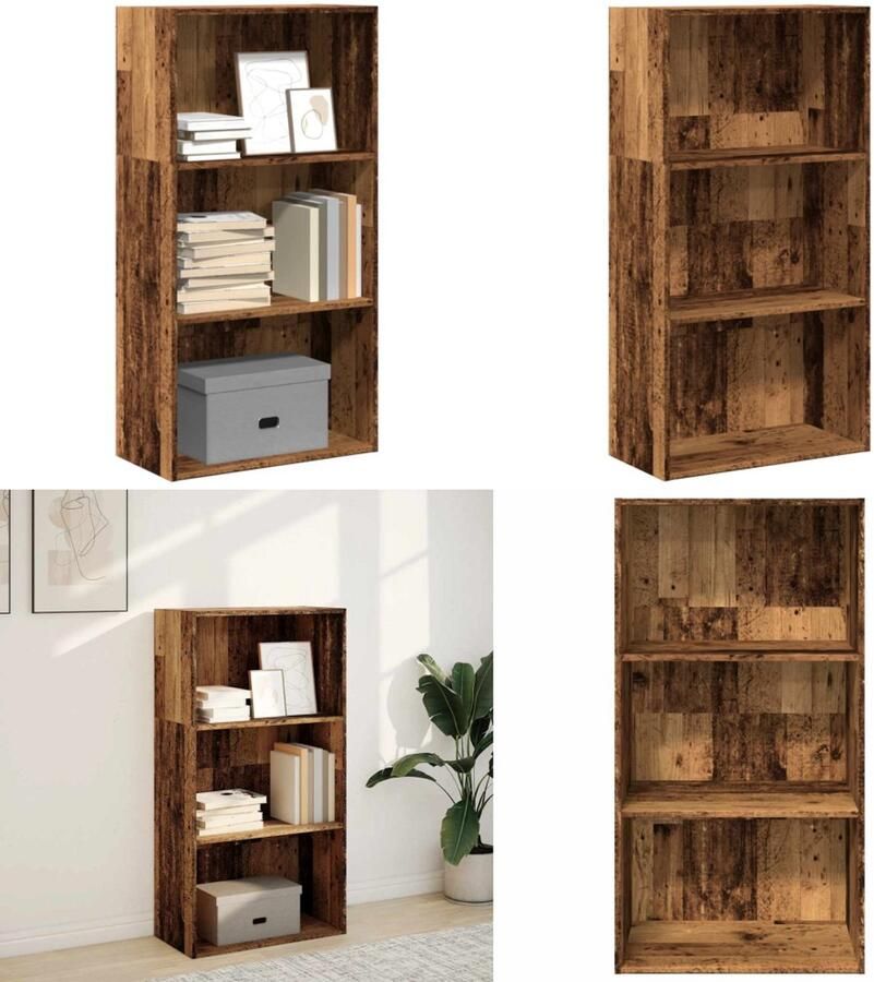 VidaXL Boekenkast 60x30x114 cm bewerkt hout oud houtkleurig Boekenkast Boekenkasten Boeken Plank Schappenkast