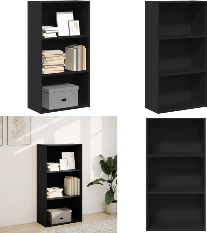 VidaXL Boekenkast 60x30x114 cm bewerkt hout zwart Boekenkast Boekenkasten Boeken Plank Schappenkast