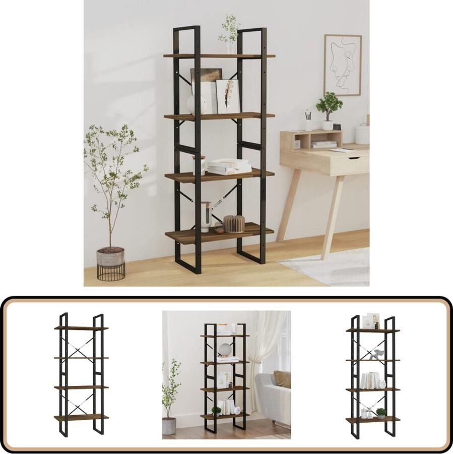 VidaXL Boekenkast 60x30x140 cm Bruin Eikenkleur Boekenkast Boekenplank Opslagruimte Interieurdecoratie Houten Kast