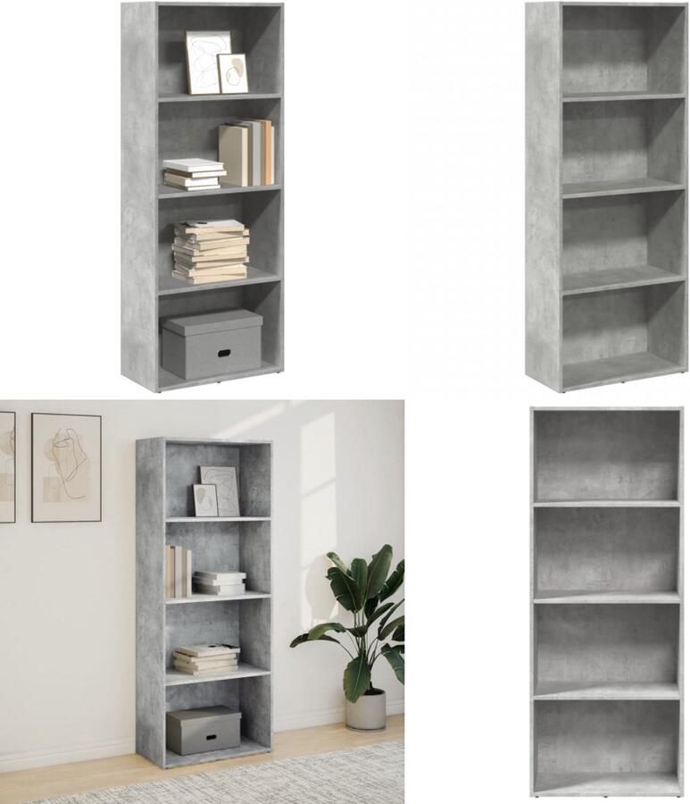 VidaXL Boekenkast 60x30x152 cm bewerkt hout betongrijs Boekenkast Boekenkasten Boeken Plank Schappenkast