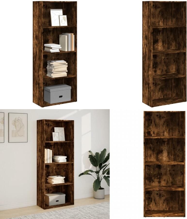 VidaXL Boekenkast 60x30x152 cm bewerkt hout gerookt eikenkleurig Boekenkast Boekenkasten Boeken Plank Schappenkast