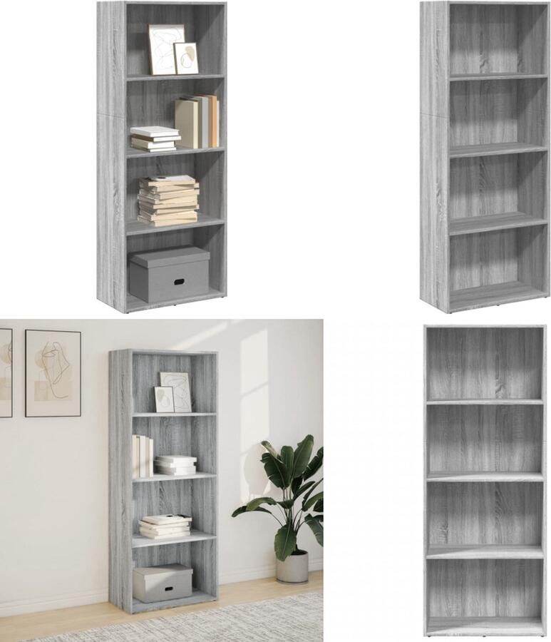 VidaXL Boekenkast 60x30x152 cm bewerkt hout grijs sonoma eikenkleurig Boekenkast Boekenkasten Boeken Plank Schappenkast
