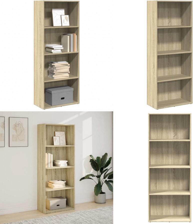 VidaXL Boekenkast 60x30x152 cm bewerkt hout sonoma eikenkleurig Boekenkast Boekenkasten Boeken Plank Schappenkast