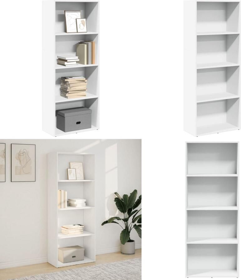 VidaXL Boekenkast 60x30x152 cm bewerkt hout wit Boekenkast Boekenkasten Boeken Plank Schappenkast