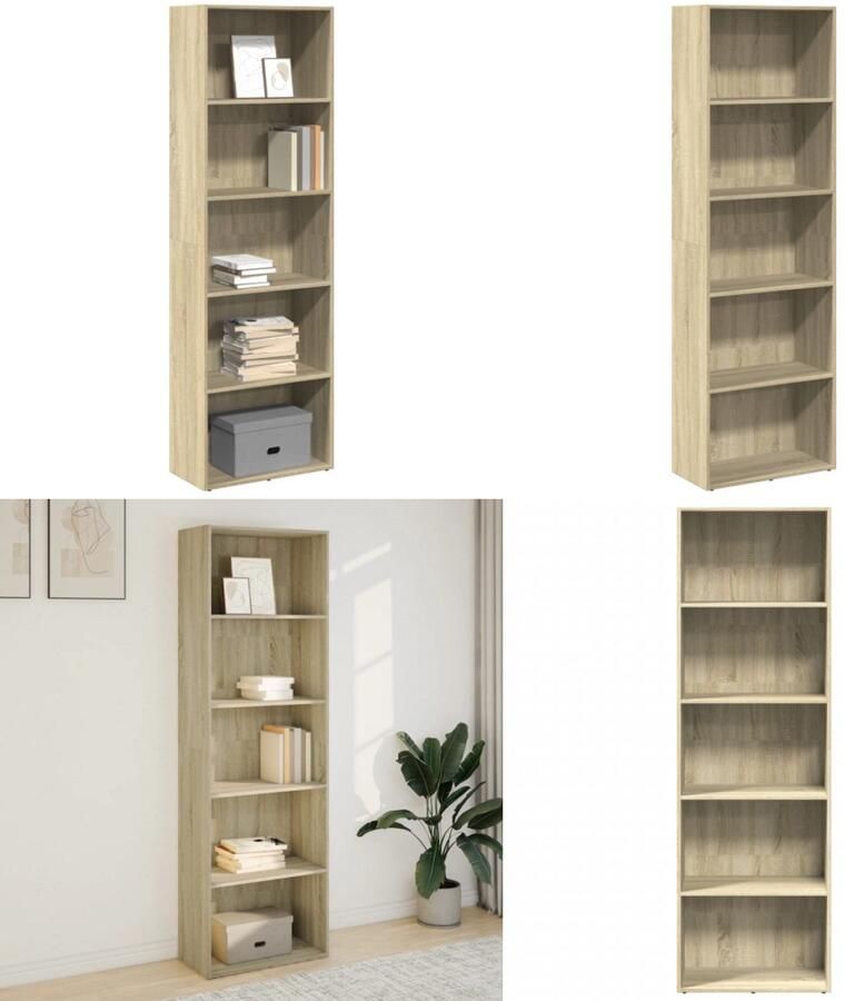 VidaXL Boekenkast 60x30x189 cm bewerkt hout sonoma eikenkleurig Boekenkast Boekenkasten Boeken Plank Schappenkast