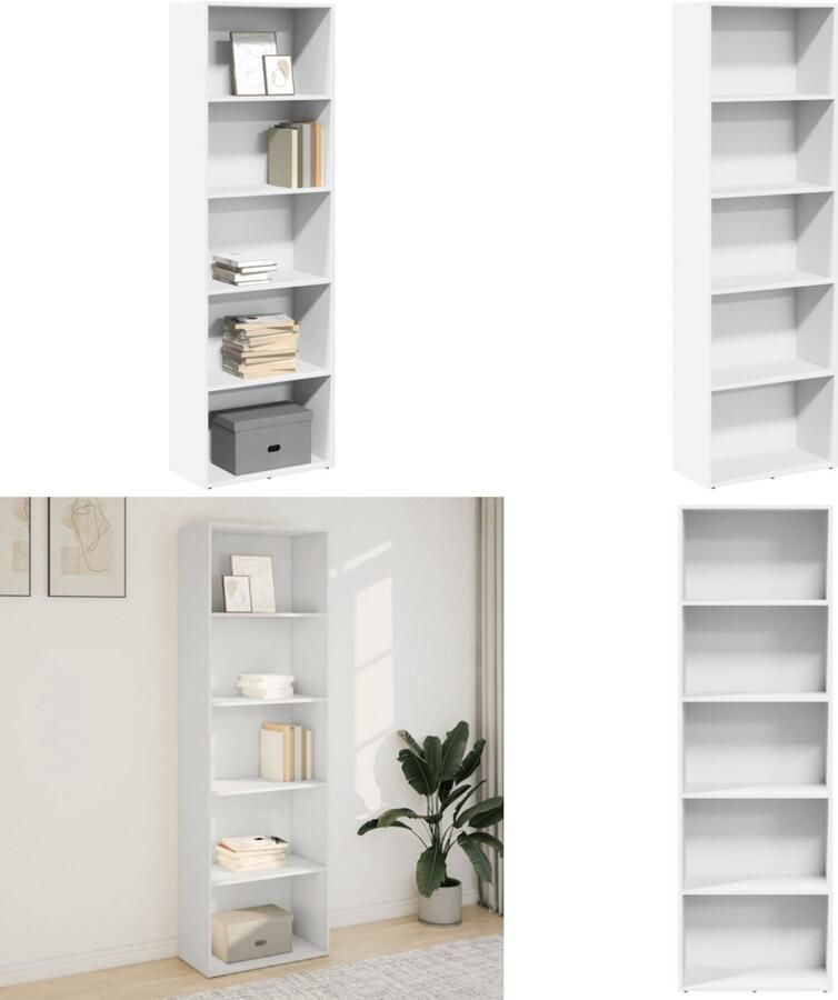 VidaXL Boekenkast 60x30x189 cm bewerkt hout wit Boekenkast Boekenkasten Boeken Plank Schappenkast