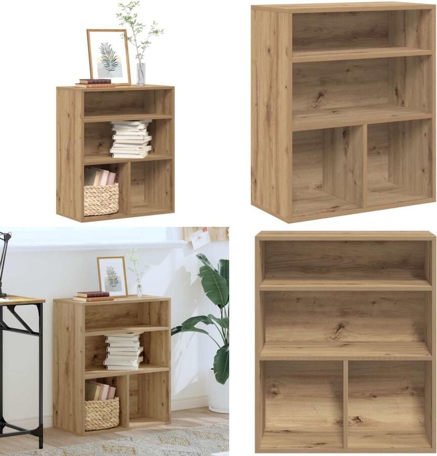 VidaXL Boekenkast 60x30x71 5 cm bewerkt hout artisanaal eikenkleur Boekenkast Boekenkasten Opbergkast Boekenplank