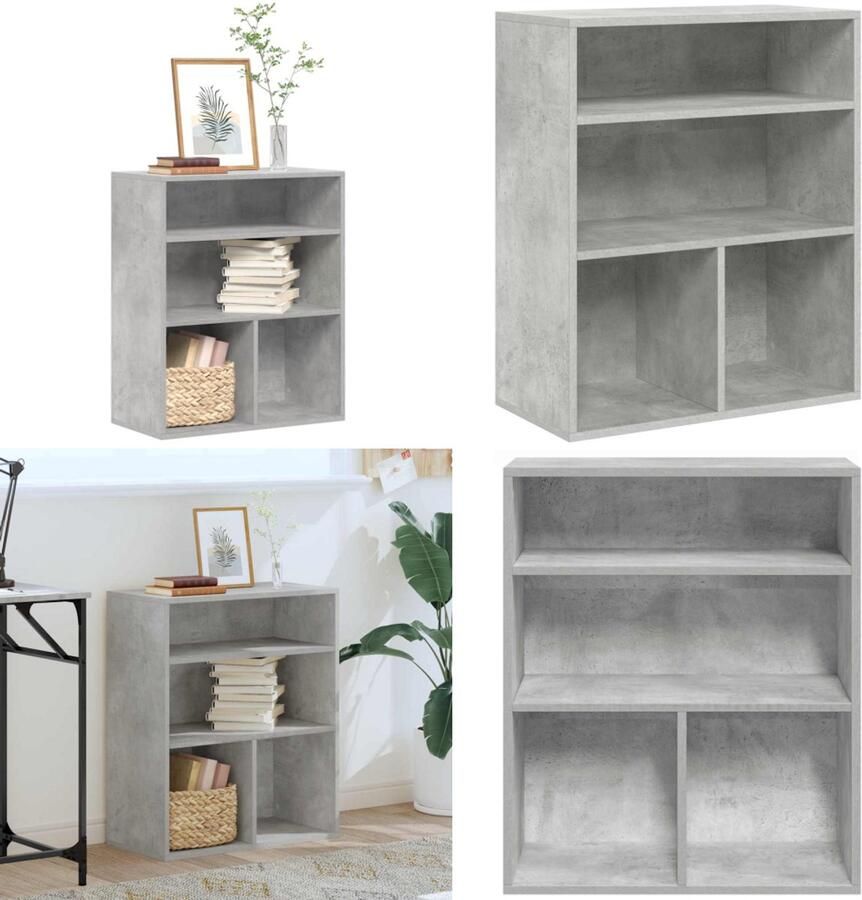 VidaXL Boekenkast 60x30x71 5 cm bewerkt hout betongrijs Boekenkast Boekenkasten Opbergkast Boekenplank