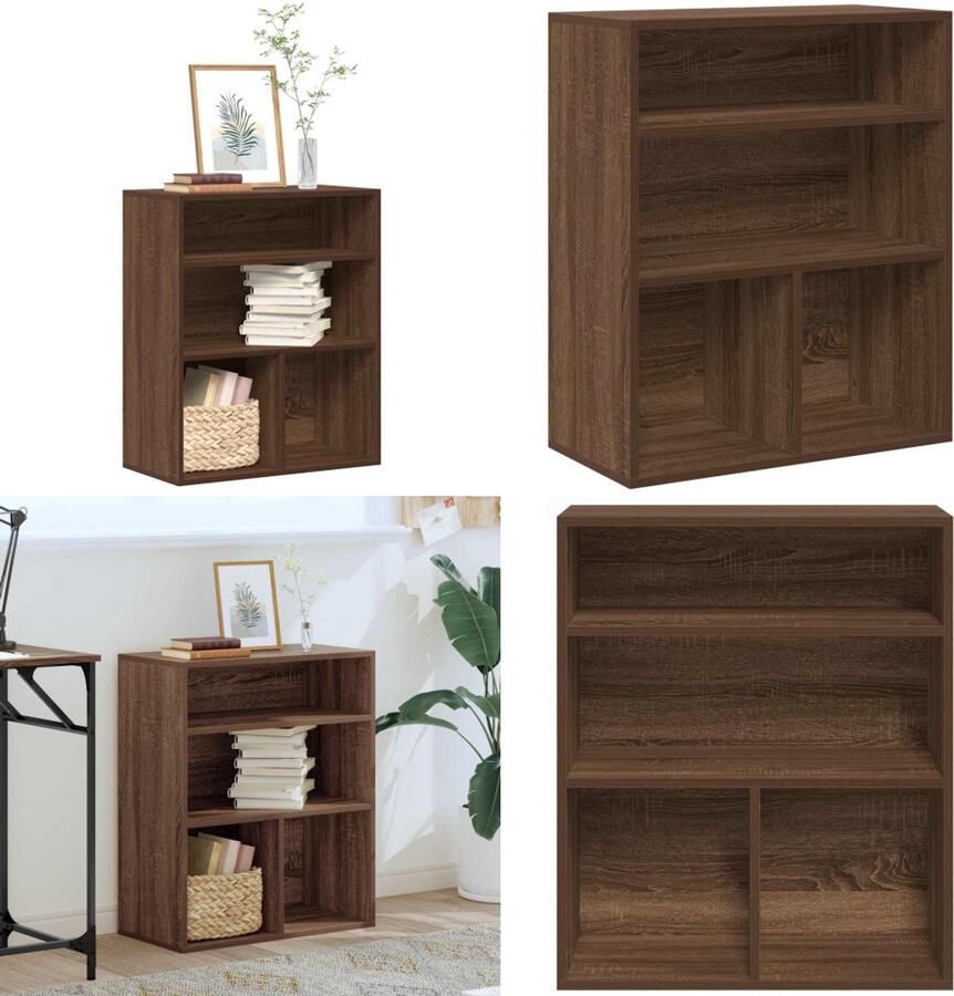 VidaXL Boekenkast 60x30x71 5 cm bewerkt hout bruin eikenkleur Boekenkast Boekenkasten Opbergkast Boekenplank