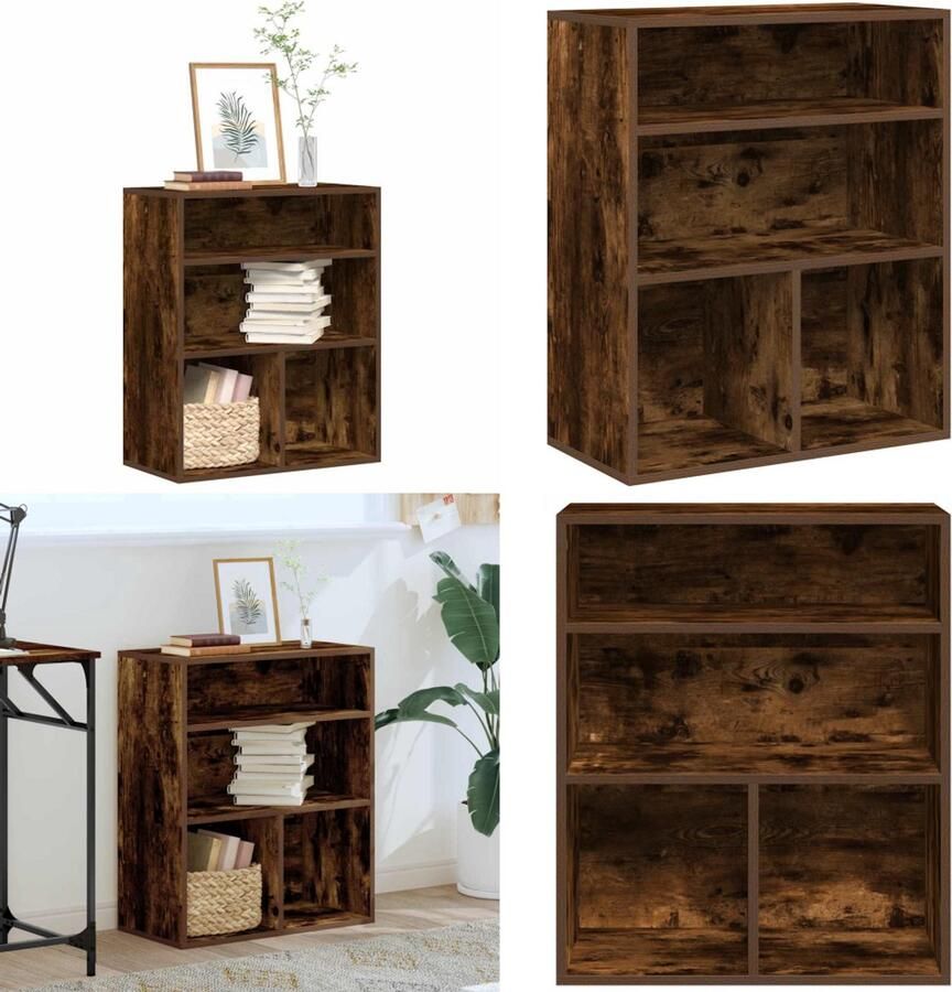 VidaXL Boekenkast 60x30x71 5 cm bewerkt hout gerookt eikenkleurig Boekenkast Boekenkasten Opbergkast Boekenplank