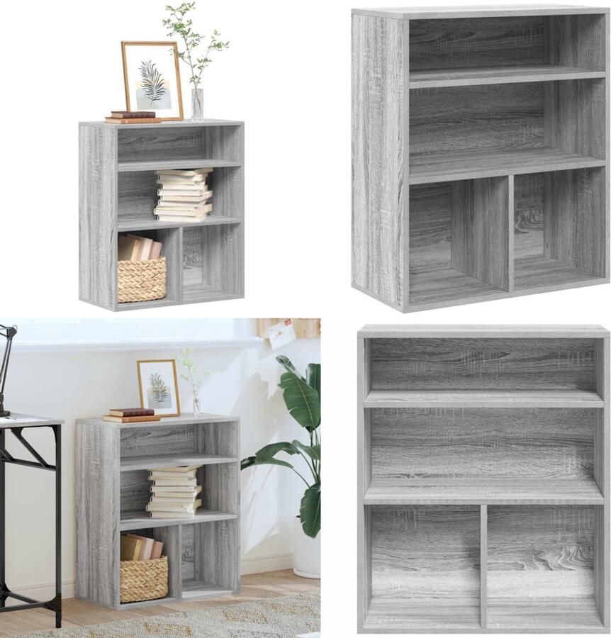 VidaXL Boekenkast 60x30x71 5 cm bewerkt hout grijs sonoma eikenkleurig Boekenkast Boekenkasten Opbergkast Boekenplank