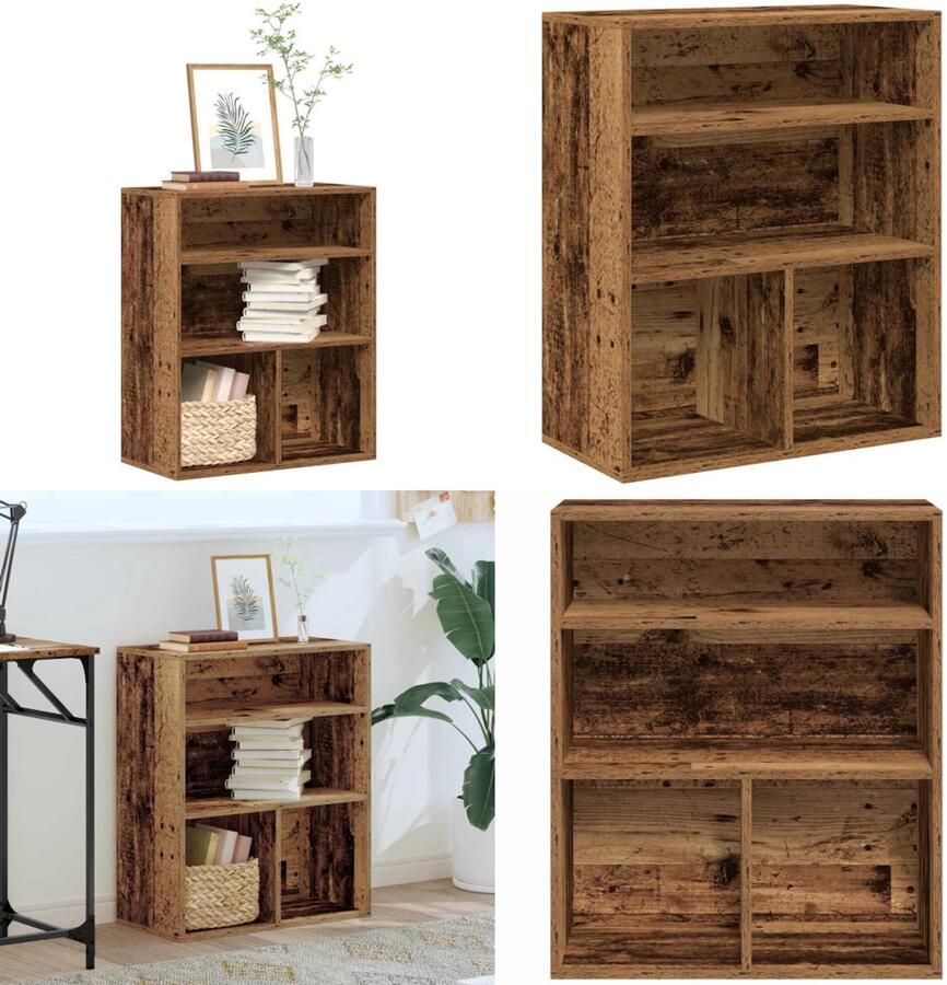 VidaXL Boekenkast 60x30x71 5 cm bewerkt hout oud houtkleurig Boekenkast Boekenkasten Opbergkast Boekenplank