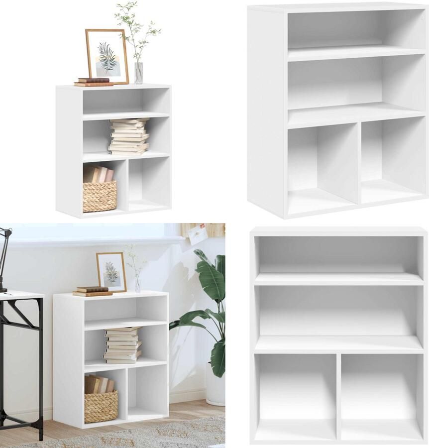 VidaXL Boekenkast 60x30x71 5 cm bewerkt hout wit Boekenkast Boekenkasten Opbergkast Boekenplank