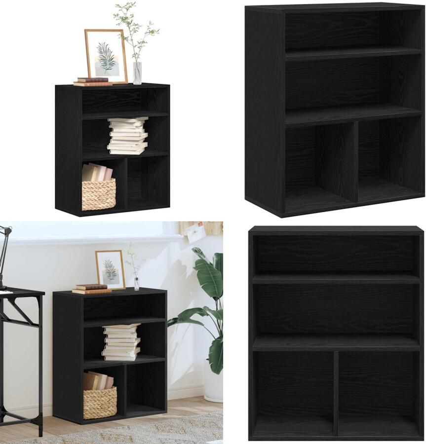 VidaXL Boekenkast 60x30x71 5 cm bewerkt hout zwart Boekenkast Boekenkasten Opbergkast Boekenplank