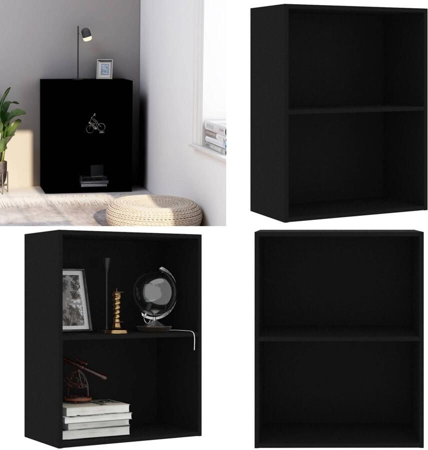 VidaXL Boekenkast 60x30x76 5 cm bewerkt hout zwart Boekenkast Boekenkasten -boekenplank Opbergkast