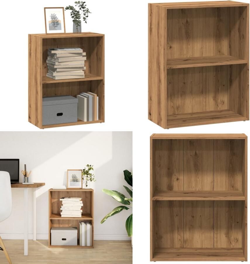 VidaXL Boekenkast 60x30x77 cm bewerkt hout artisanaal eikenkleurig Boekenkast Boekenkasten Boeken Plank Schappenkast