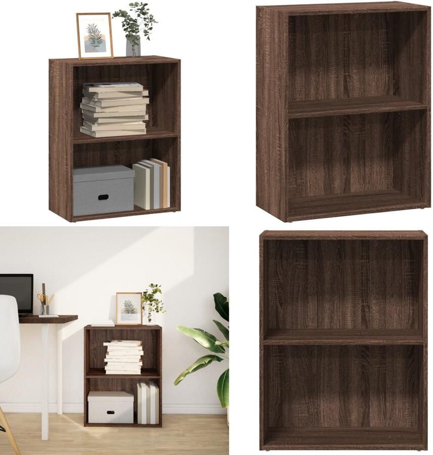 VidaXL Boekenkast 60x30x77 cm bewerkt hout bruin eikenkleurig Boekenkast Boekenkasten Boeken Plank Schappenkast