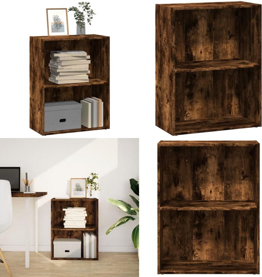VidaXL Boekenkast 60x30x77 cm bewerkt hout gerookt eikenkleurig Boekenkast Boekenkasten Boeken Plank Schappenkast
