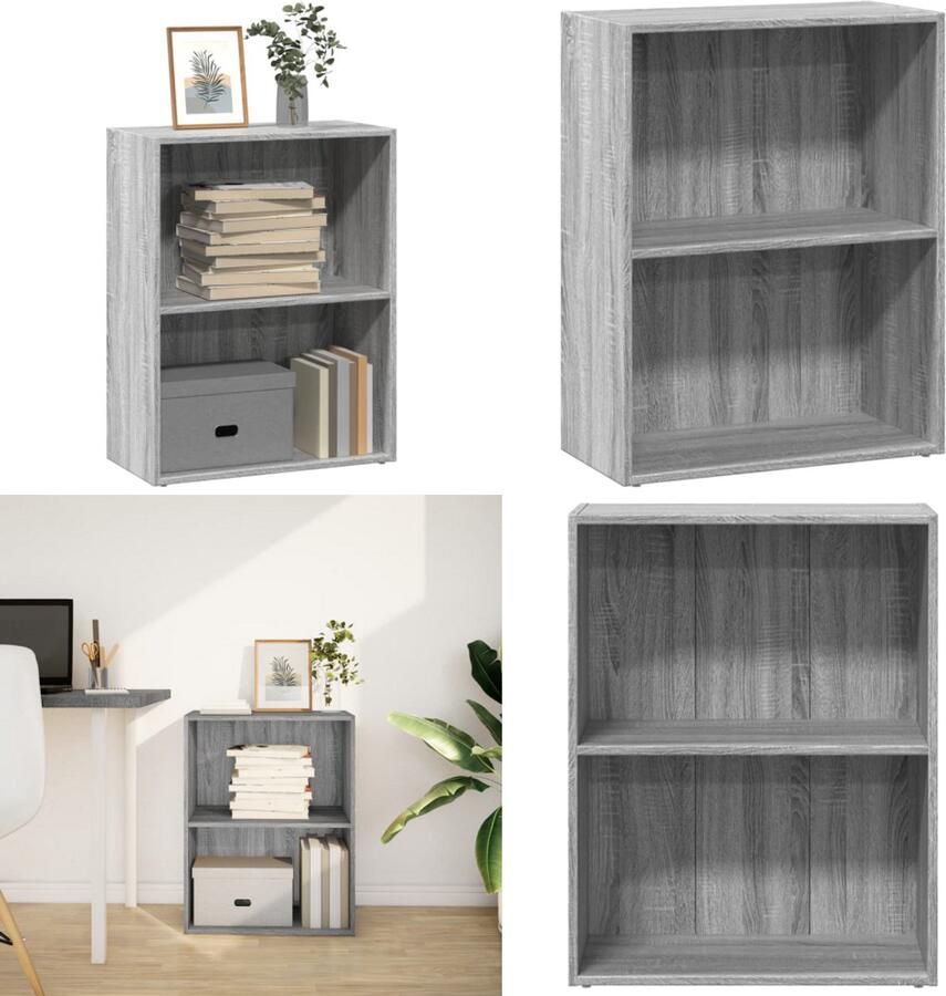VidaXL Boekenkast 60x30x77 cm bewerkt hout grijs sonoma eikenkleurig Boekenkast Boekenkasten Boeken Plank Schappenkast