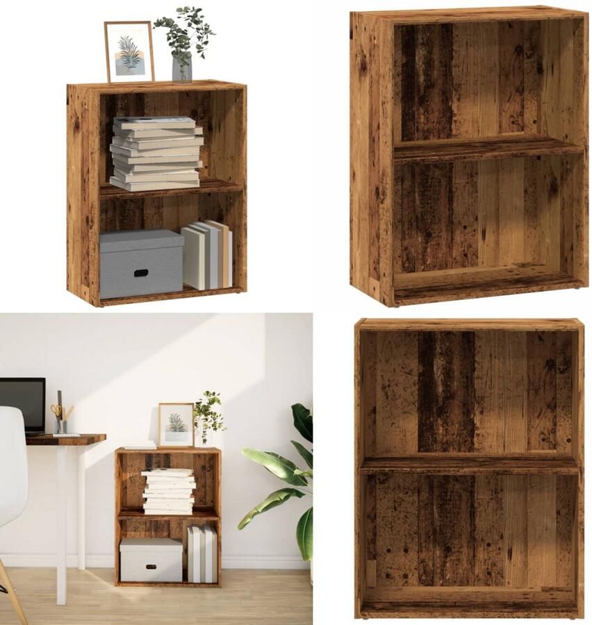 VidaXL Boekenkast 60x30x77 cm bewerkt hout oud houtkleurig Boekenkast Boekenkasten Boeken Plank Schappenkast