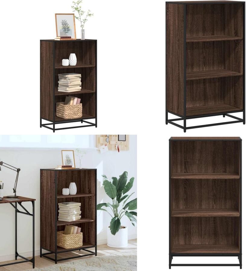 VidaXL Boekenkast 60x35x107 5 cm bewerkt hout bruin eikenkleur Boekenkast Boekenkasten Boekenschap Boekenstandaard