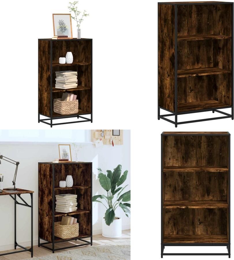 VidaXL Boekenkast 60x35x107 5 cm bewerkt hout gerookt eikenkleurig Boekenkast Boekenkasten Boekenschap Boekenstandaard