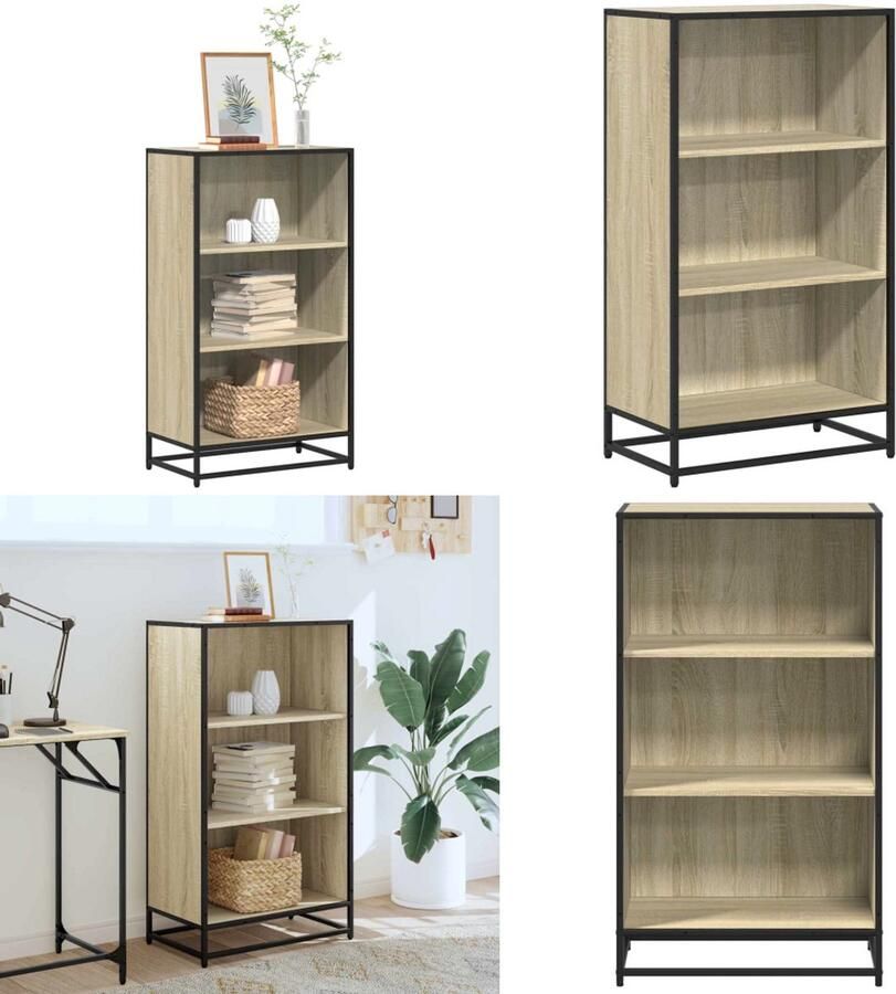 VidaXL Boekenkast 60x35x107 5 cm bewerkt hout sonoma eikenkleurig Boekenkast Boekenkasten Boekenschap Boekenstandaard