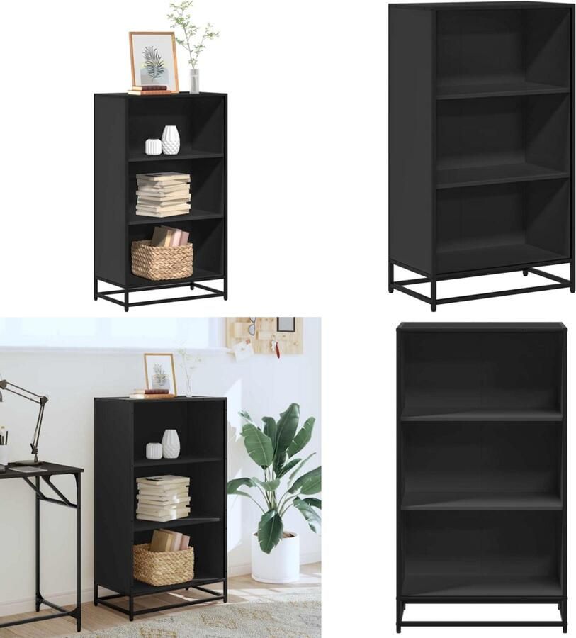 VidaXL Boekenkast 60x35x107 5 cm bewerkt hout zwart Boekenkast Boekenkasten Boekenschap Boekenstandaard