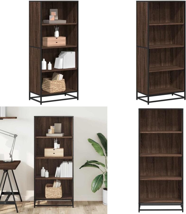 VidaXL Boekenkast 60x35x139 cm bewerkt hout bruin eikenkleurig Boekenkast Boekenkasten Boeken Plank Schappenkast