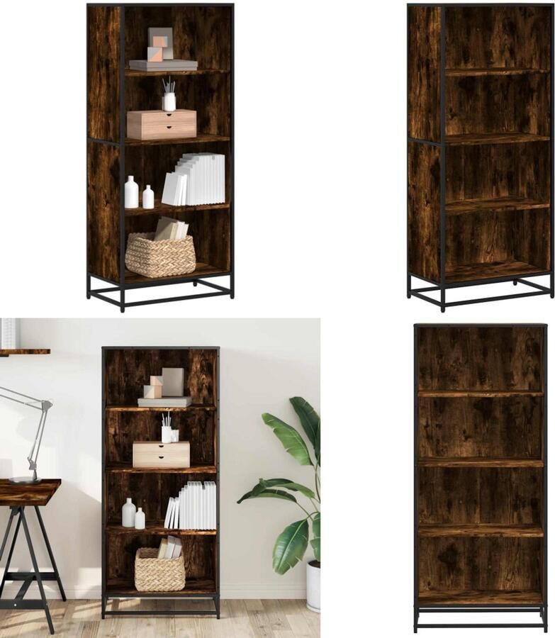 VidaXL Boekenkast 60x35x139 cm bewerkt hout gerookt eikenkleurig Boekenkast Boekenkasten Boeken Plank Schappenkast