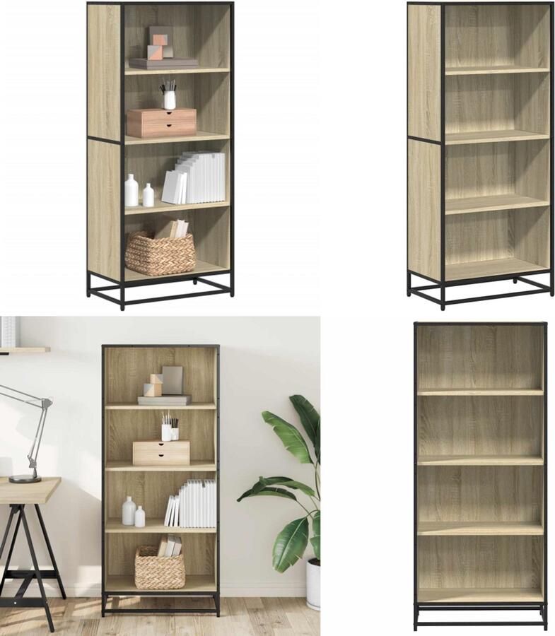 VidaXL Boekenkast 60x35x139 cm bewerkt hout sonoma eikenkleurig Boekenkast Boekenkasten Boeken Plank Schappenkast